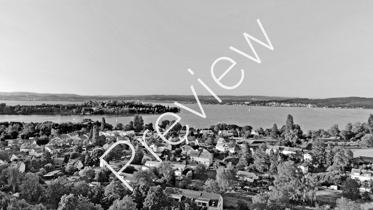 Luftaufnahme des Ausblicks von der Uni aus (Mit "Preview" Wasserzeichen) Schwarz-Weiß