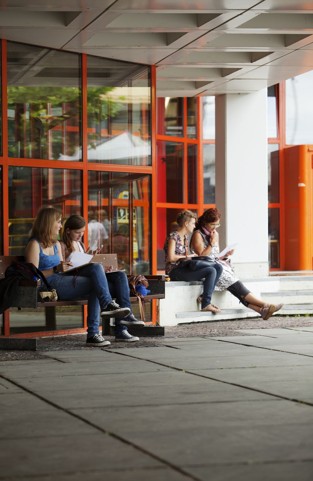 Students in the university courtyard